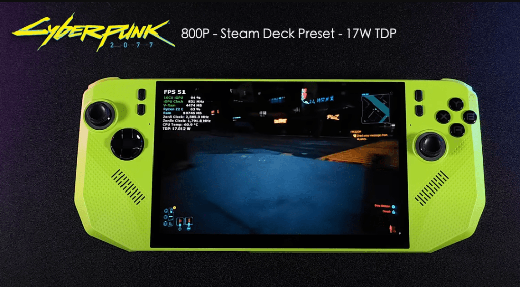 Screenshot from ETA Prime's MSI Claw A8 video