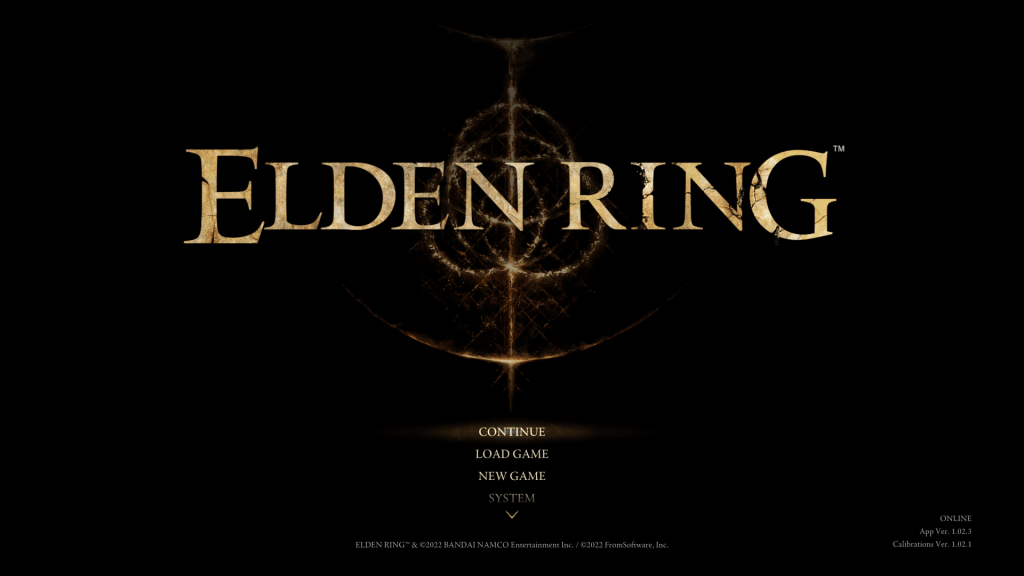 Elden Ring title screen.